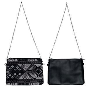 Aztec Print Vegan Leather Crossbody Purse Boho‎ Eclectic Modern Monochrome Artsy